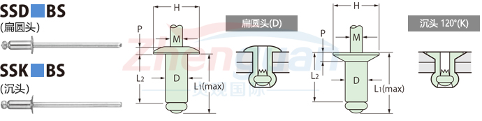 POP標(biāo)準(zhǔn)型抽芯鉚釘SSD■BS/SSK■BS系列